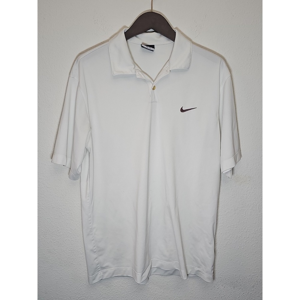 Nike Polo Shirt Mens  Medium White Golf  Lightweight Casual Short Sleeve Dri-Fit